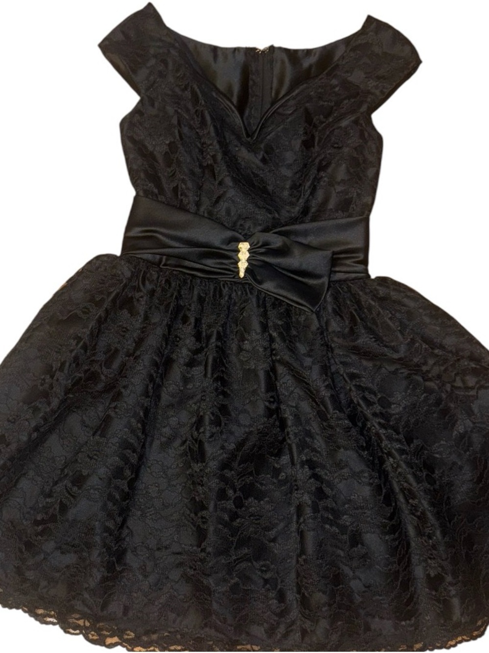 Vintage Alfred Angelo Black Lace Fit & Flare Cocktail Dress